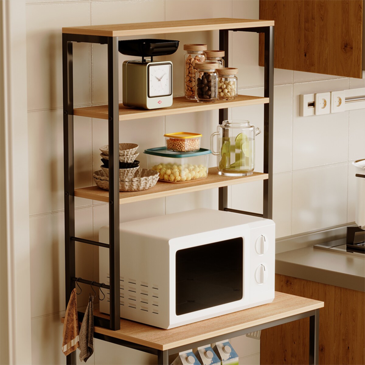 Wielofunkcyjny regał szafka kuchenna jasny brąz sonoma loft 6 półek