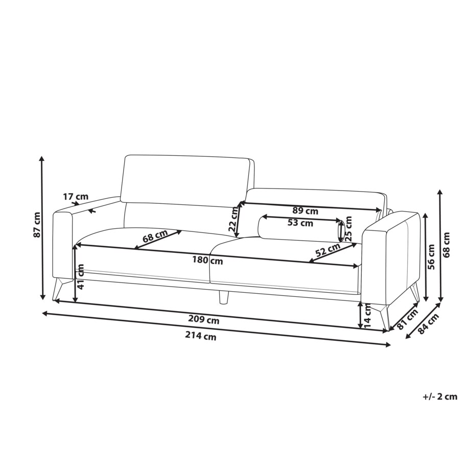 Sofa 3-osobowa beżowoszara ANGE