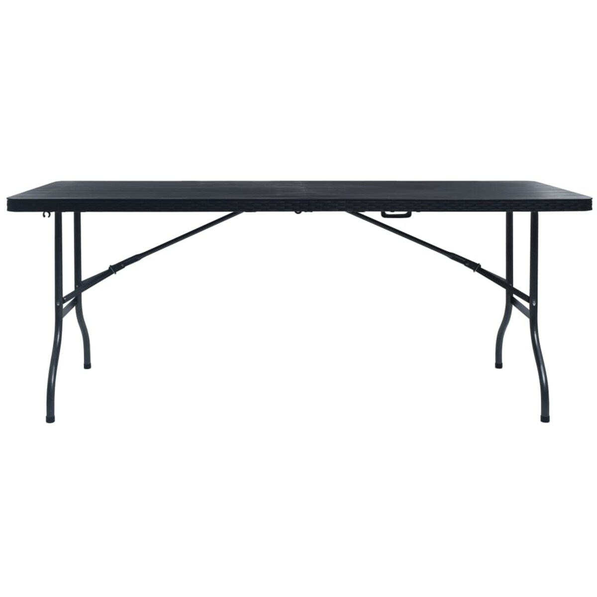 vidaXL Składany stolik, czarny 180x75x72 cm, HDPE, imitacja rattanu
