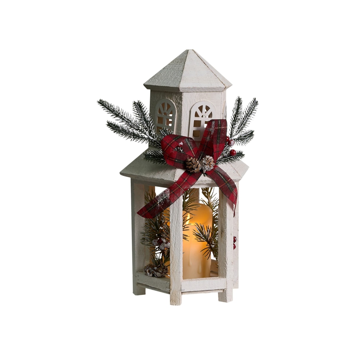 Lampion LED LED SAVIVESI Wzór świąteczny 38 cm Biały