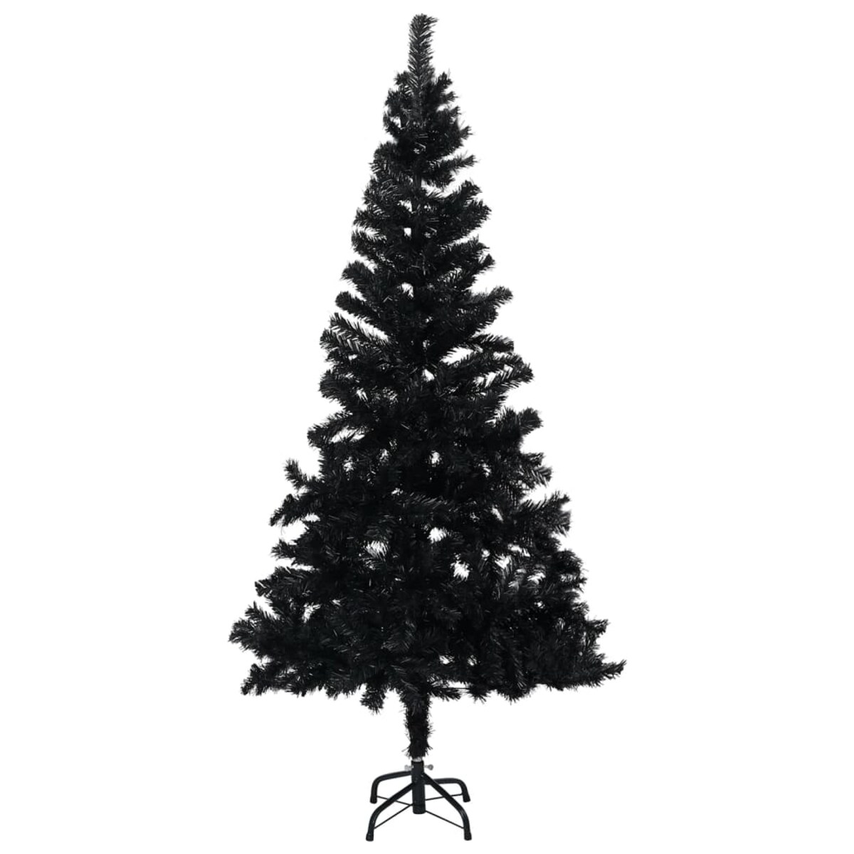 vidaXL Sztuczna choinka z lampkami i bombkami, czarna, 240 cm, PVC
