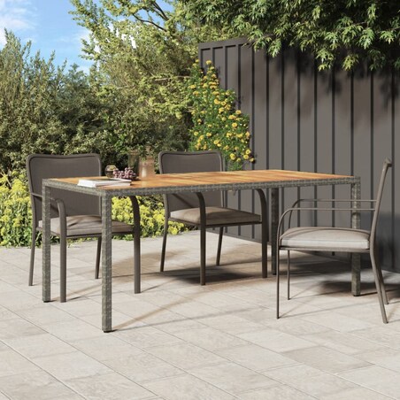vidaXL Stół ogrodowy, 190x90x75 cm, rattan PE i drewno akacjowe, szary