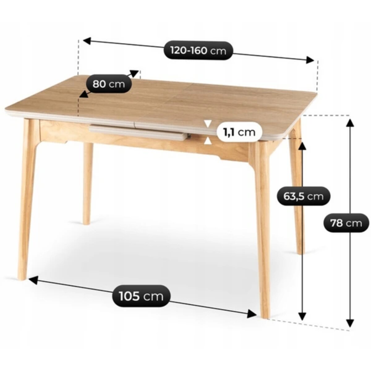 Stół rozkładany ceramiczny do jadalni dąb 120-160 cm SAMER