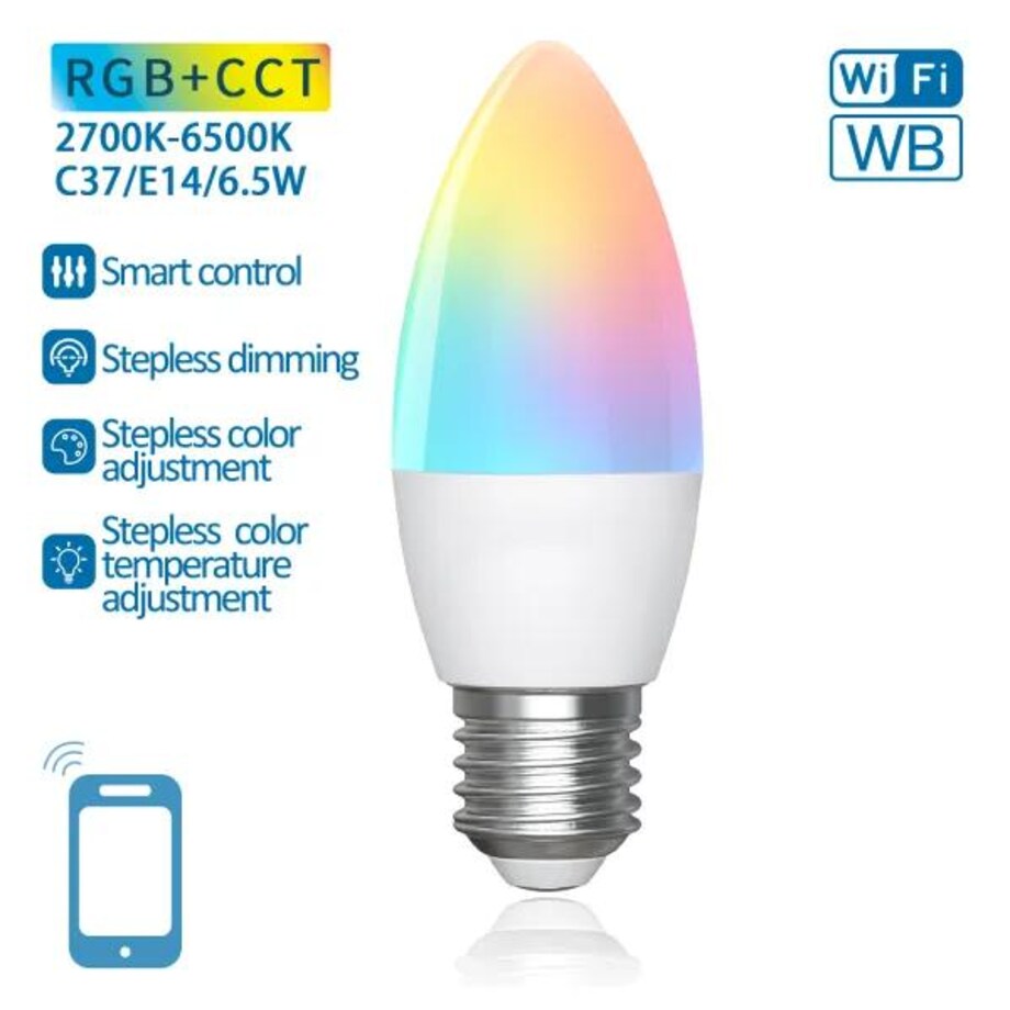 inteligentna żarówka led wb c37 e27 wi-fi 6,5w