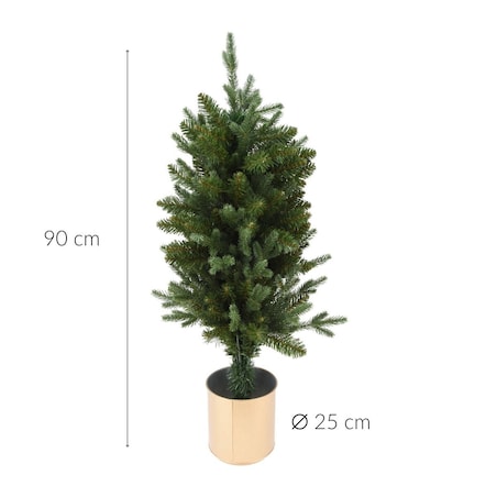 Sztuczna choinka w złotej doniczce, 90 cm
