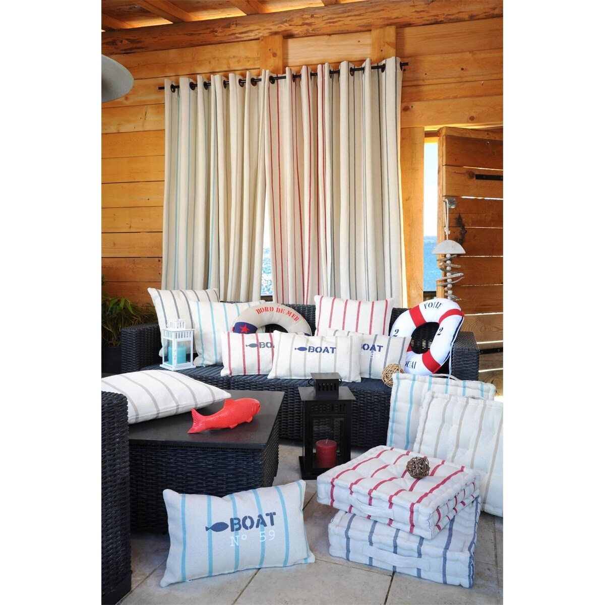 Zasłona okienna w paski 135x260 cm APARDA-2 pomarańczowe