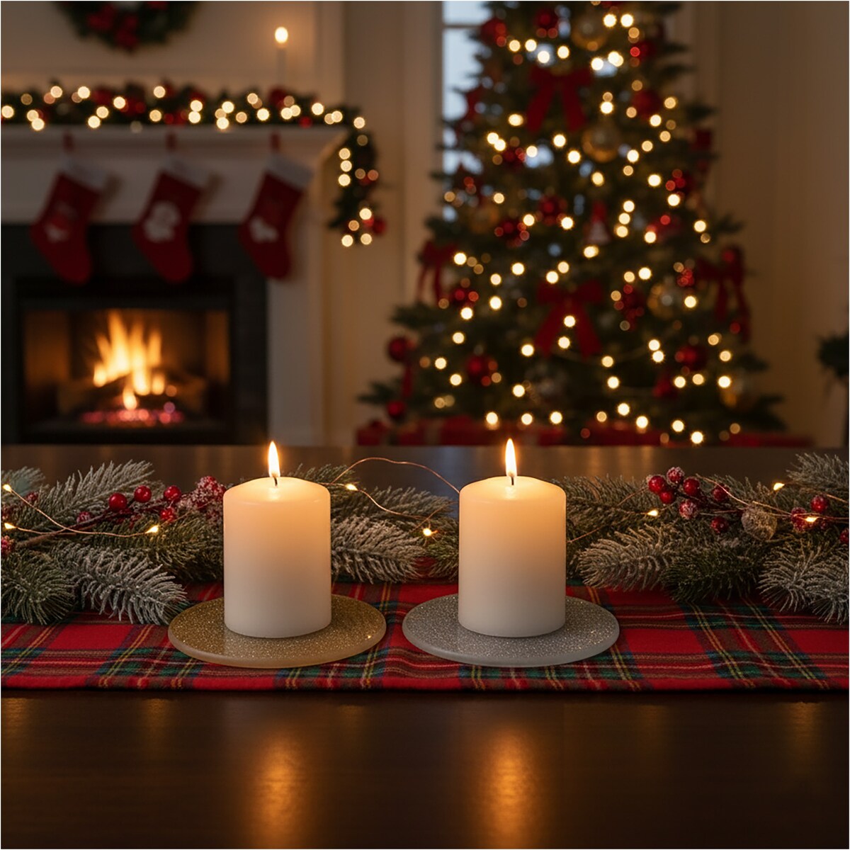 Podkładka Podstawka Pod Świecę Dekoracyjna Złota Z Brokatem 15 cm