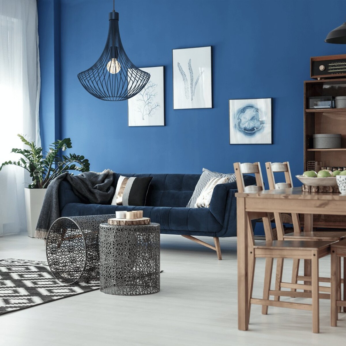 Wisząca lampa Cesta MLP8673 do salonu boho niebieska | home&you