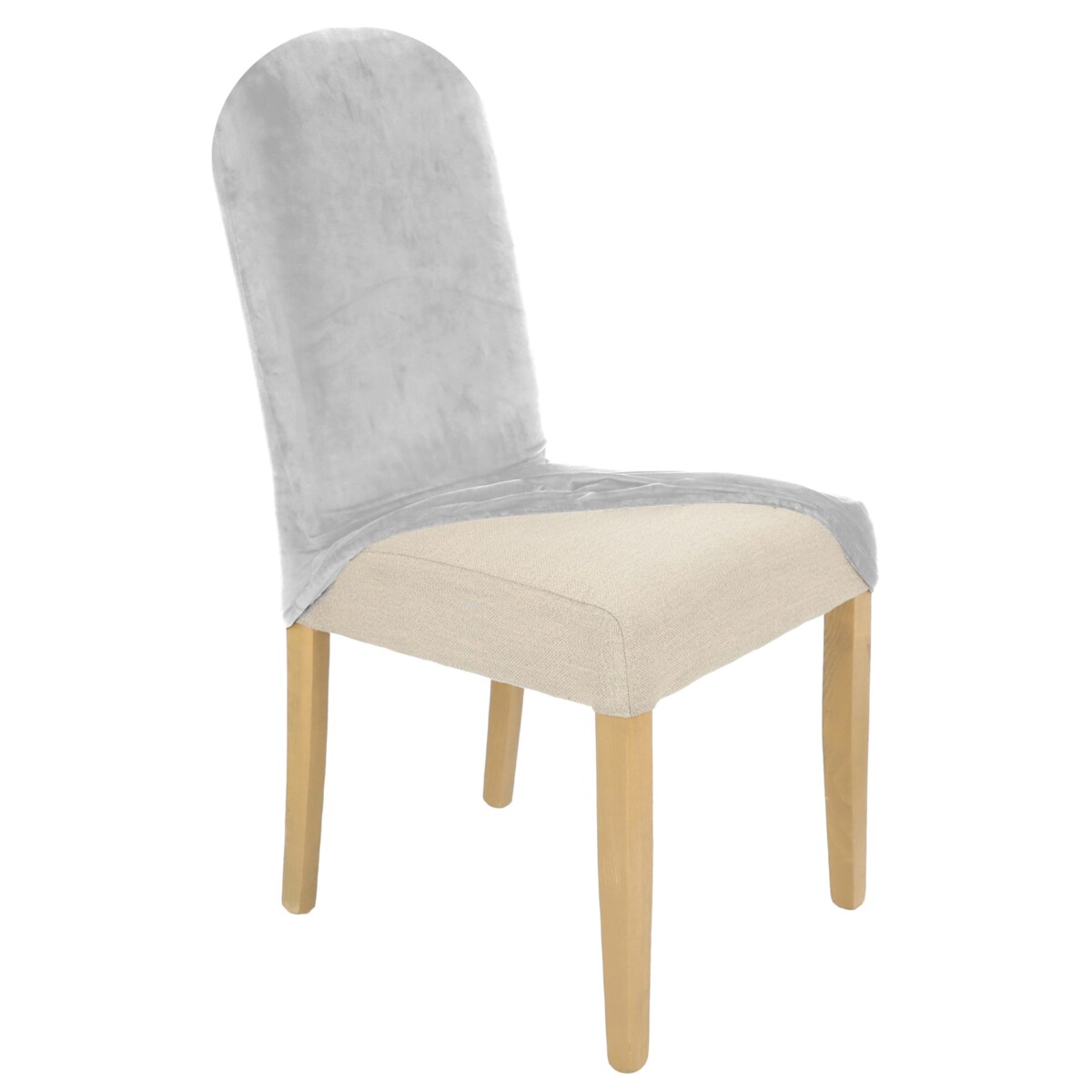 Pokrowiec Na Krzesło Zaokrąglone Oparcie Jasny Szary Elastyczny