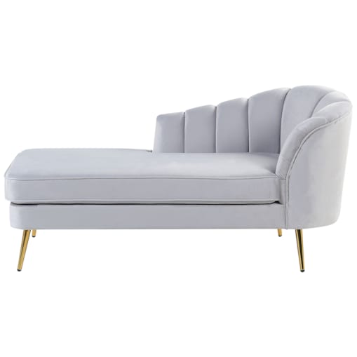 Szezlong welurowy prawostronny szary ALLIER