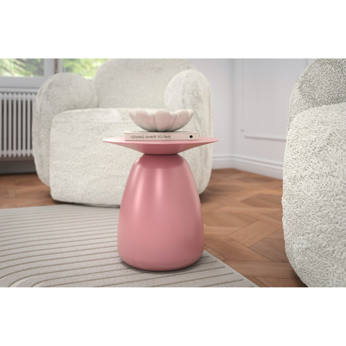 Stolik drewniany różne kolory Baobab 34, kolor pudrowy róż