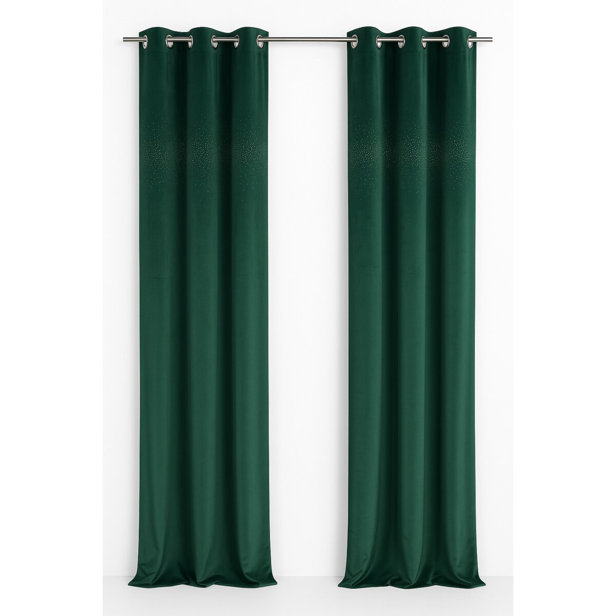 Zasłona welurowa "Alluminium" 140x250 kryształki butelkowa zieleń