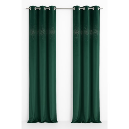 Zasłona welurowa "Alluminium" 140x250 kryształki butelkowa zieleń