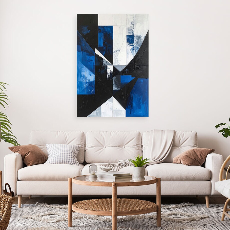 Obraz do salonu sypialni biura, Abstrakcja kształty geometryczne niebieski