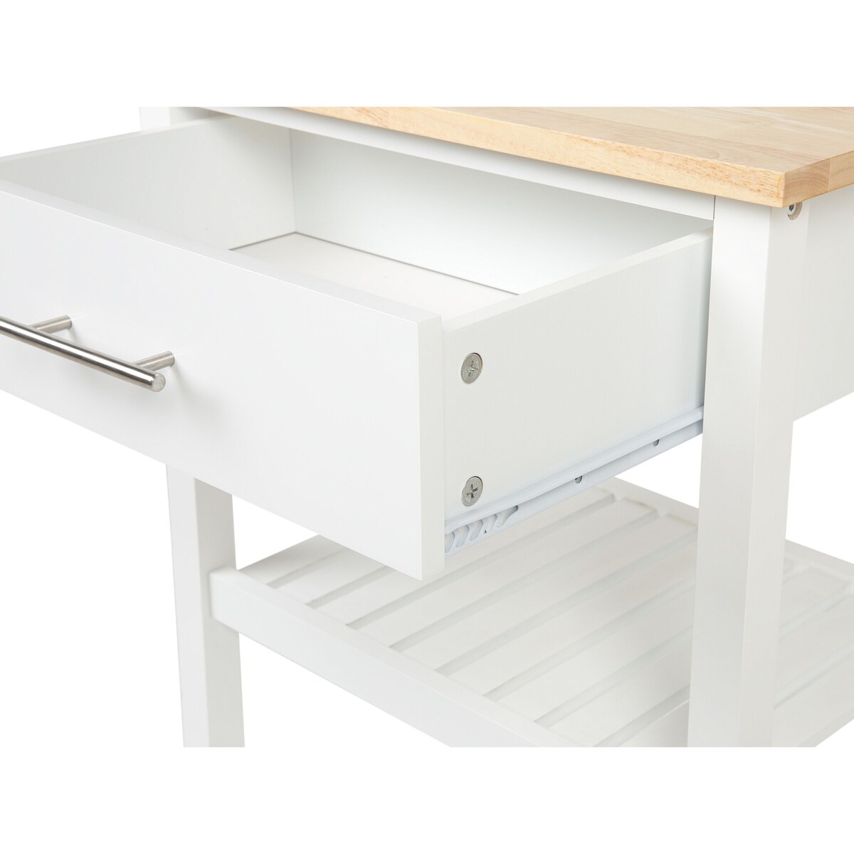 Drewniany wózek kuchenny z szufladą biały HIUMA