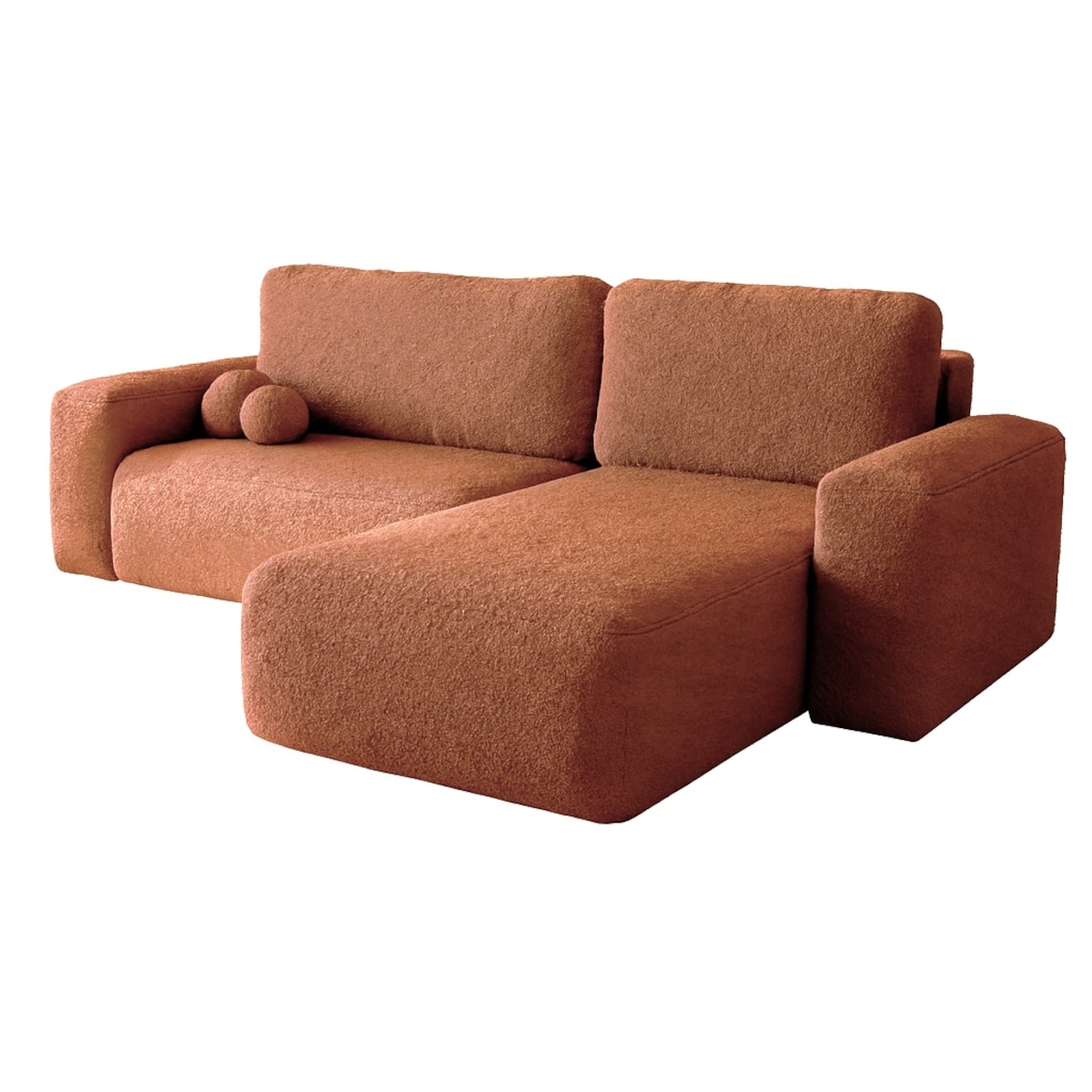 Narożnik Prawy ILO z funkcją spania i pojemnikiem na pościel, ceglasty