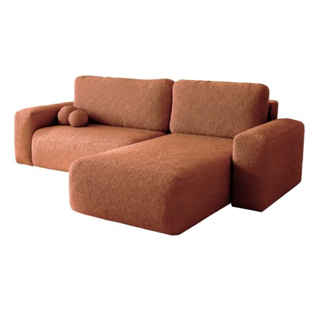 Narożnik Prawy ILO z funkcją spania i pojemnikiem na pościel, ceglasty