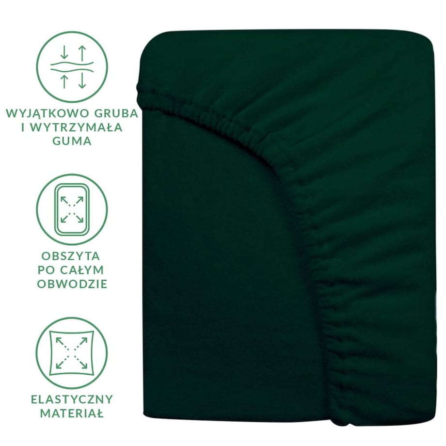 Prześcieradło frotte z gumką 120x200 kolor zieleń butelkowa