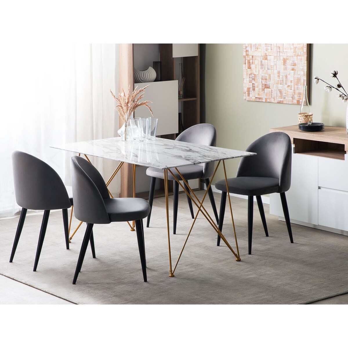 Stół do jadalni 140 x 80 cm efekt marmuru biało-złoty KENTON
