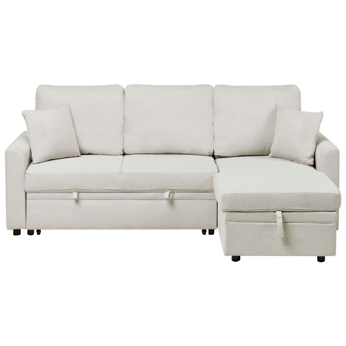 Narożnik rozkładany NASSJO Len syntetyczny Jasnobeżowy dla 3 osób Lewostronny