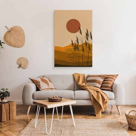 OBRAZ DO SYPIALNI TRZCINY ZACHÓD SŁOŃCA MARTWA NATURA STYL BOHO 80x120cm
