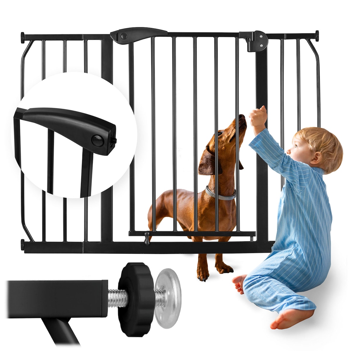 Barierka zabezpieczająca ochronna Nukido na schody i drzwi 75-115cm czarna 718300