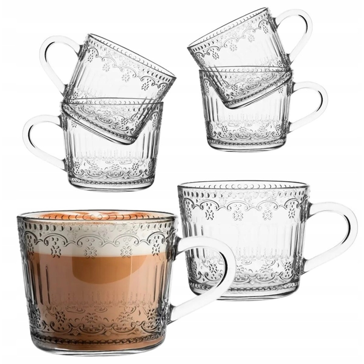 6x KUBEK FILIŻANKA szklanka 450 ml na herbatę kawę latte desery prezenty