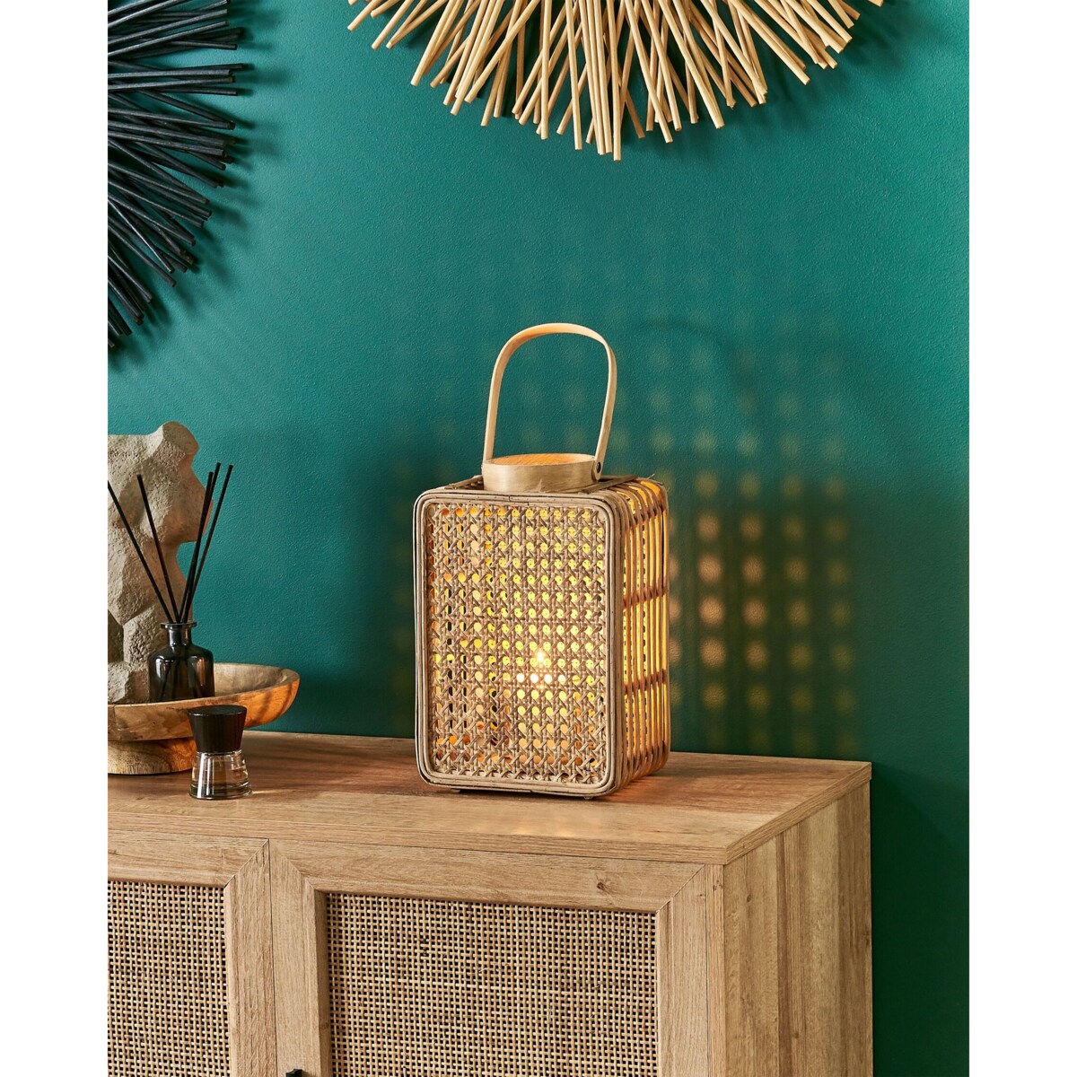 Lampion rattanowy 28 cm naturalny BANTUL