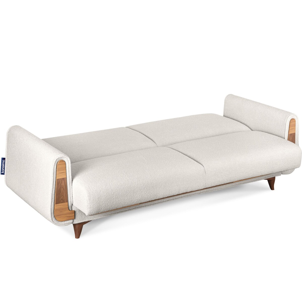 KONSIMO GUSTAVO Sofa trzyosobowa z białej tkaniny boucle