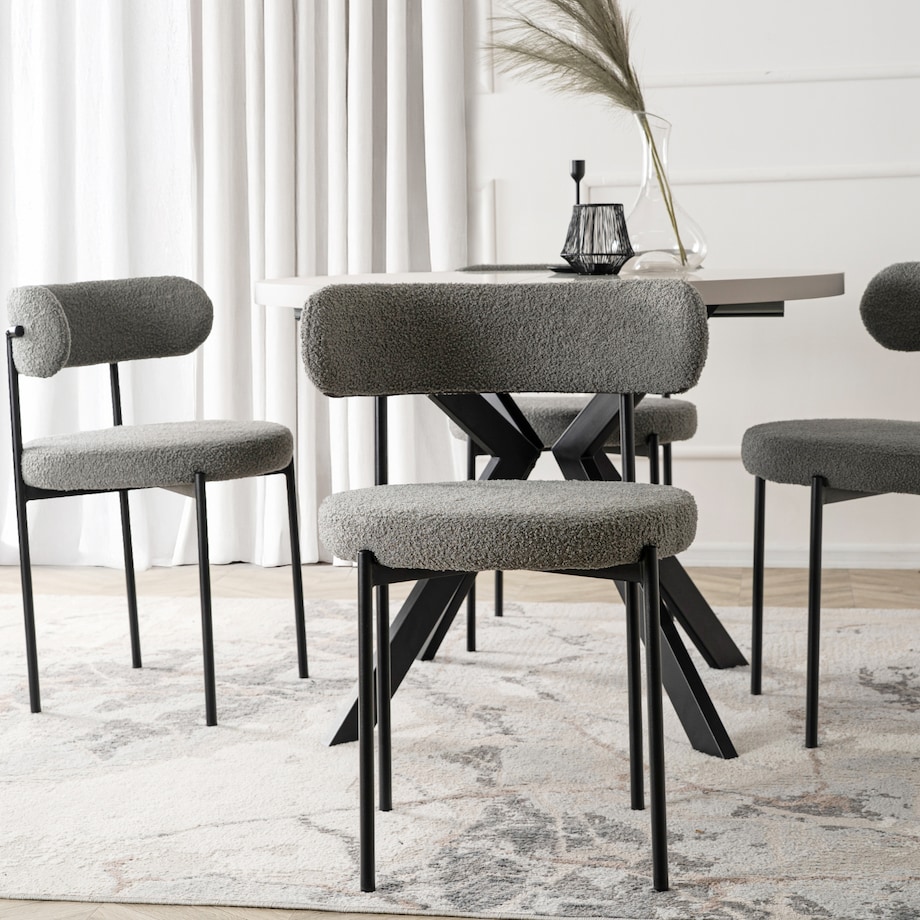 Krzesło Tapicerowane Do Salonu Jadalni Kuchenne Baranek Teddy Szare TULSA