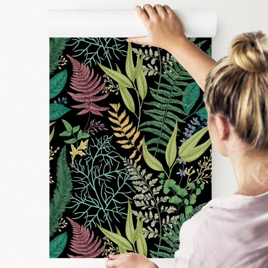 Tapeta Kolorowe Rośliny LIŚCIE Paproć Kwiaty