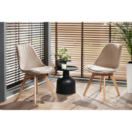 Krzesło tapicerowane welurowe BARI beżowe