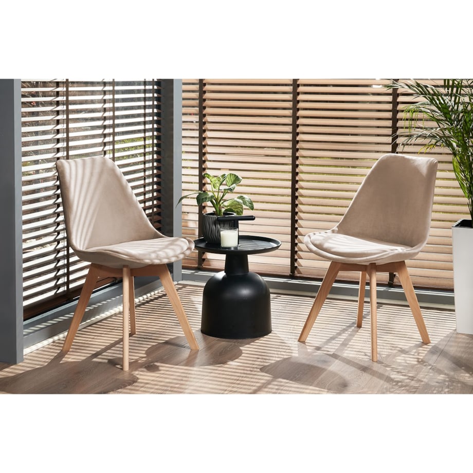 Krzesło tapicerowane welurowe BARI beżowe