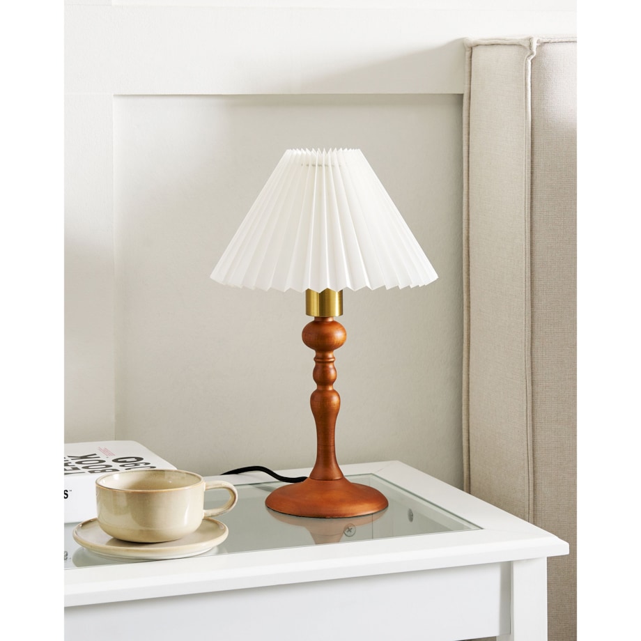 Lampka nocna drewniana ciemna COOKS