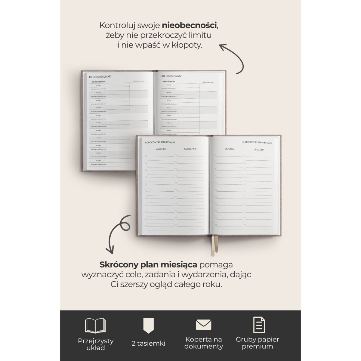 AKADEMICKI PLANNER KSIĄŻKOWY 2025/2026. Indigo Mist