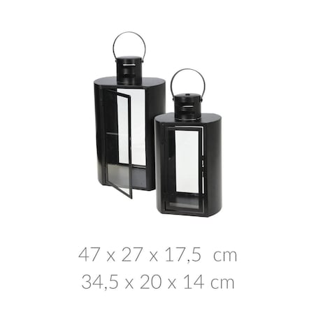 Lampion metalowy czarny MINIMAL, 2 latarenki