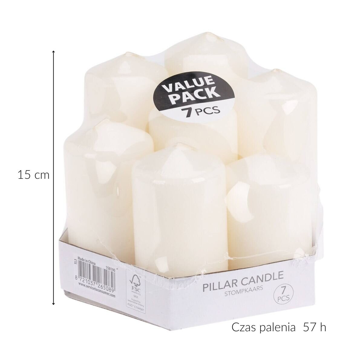 Zestaw świec różnych wysokości, 7 szt.