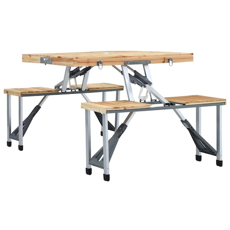 vidaXL Składany stolik turystyczny z 4 siedziskami, stal, aluminium