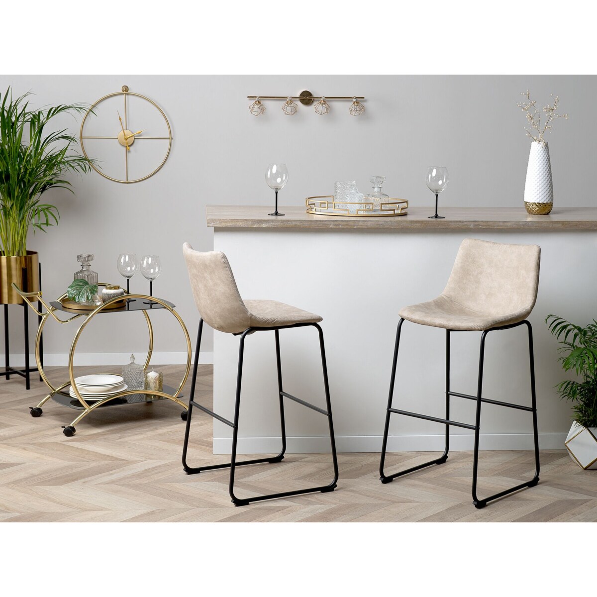 Zestaw 2 krzeseł barowych beżowy FRANKS