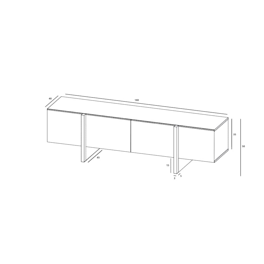 Szafka RTV Kenzo Nowoczesna Komoda RTV Glamour Granatowy Mat 180 cm
