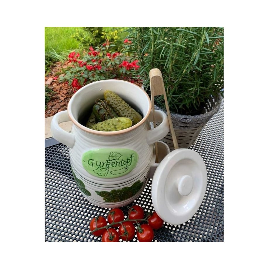 Alpenburg słój ceramiczny do ogórków 2l+ szczypce 8549