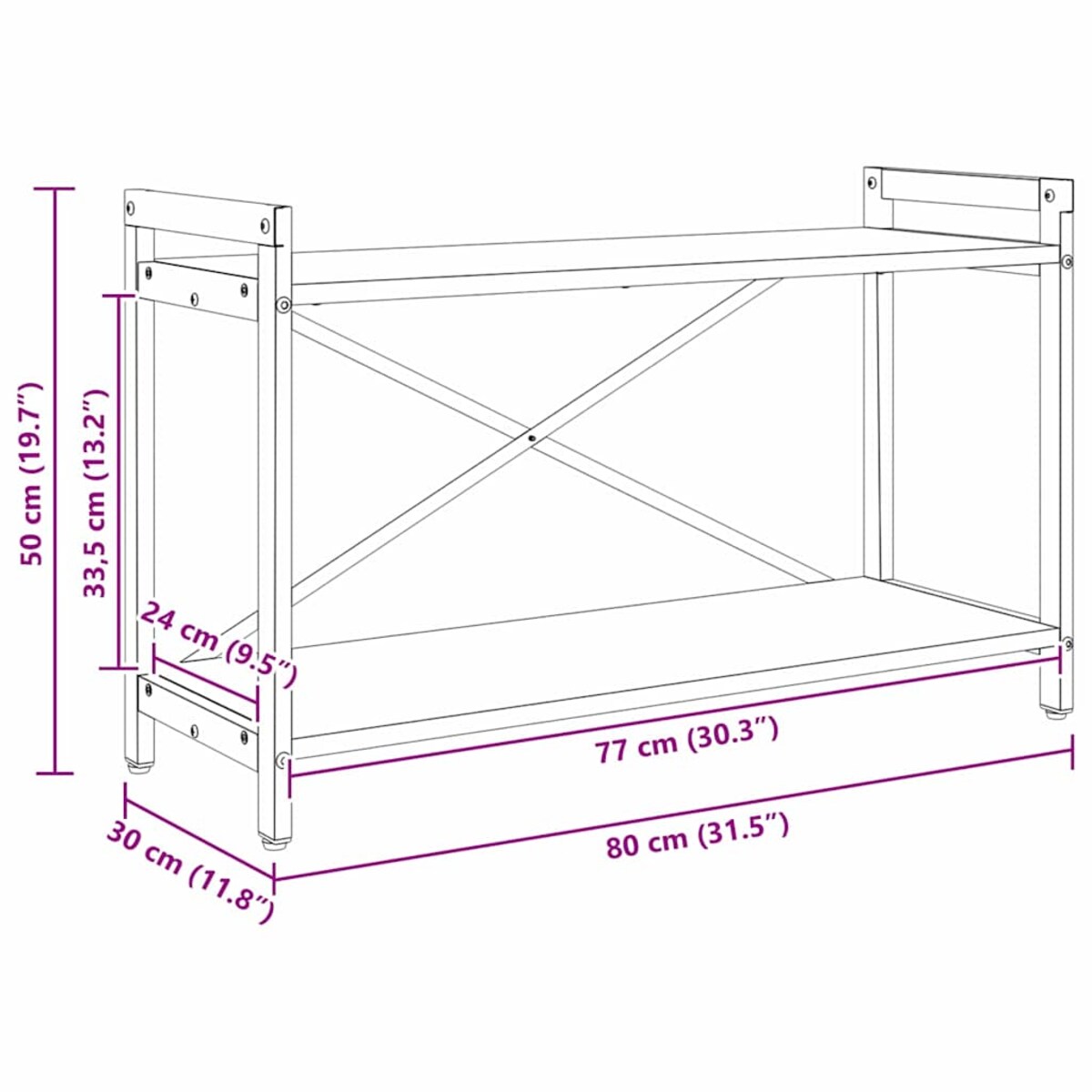 vidaXL Półka na książki Szary dąb sonoma 80 x 30 x 48.5 cm