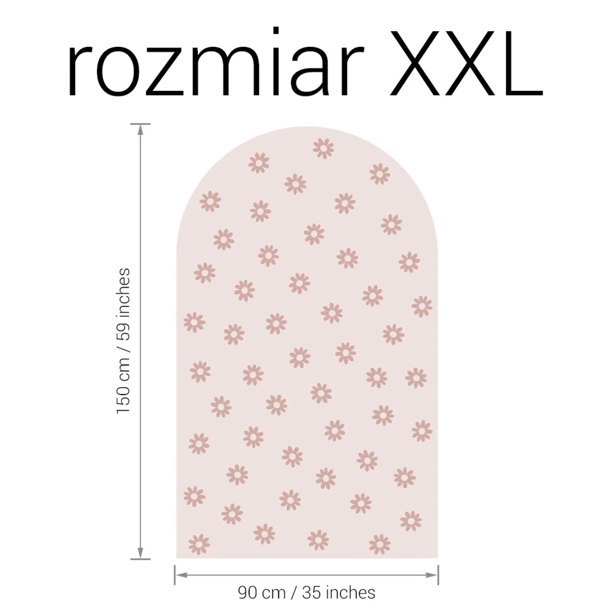 Naklejka na ścianę łuk różowy vintage - stokrotki XXL