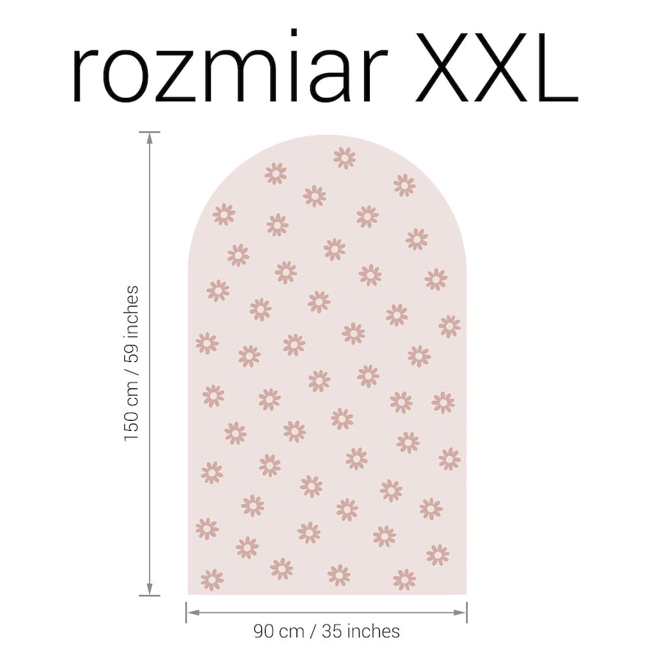 Naklejka na ścianę łuk różowy vintage - stokrotki XXL