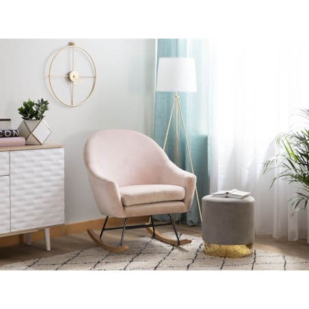 Fotel bujany welurowy różowy OXIE