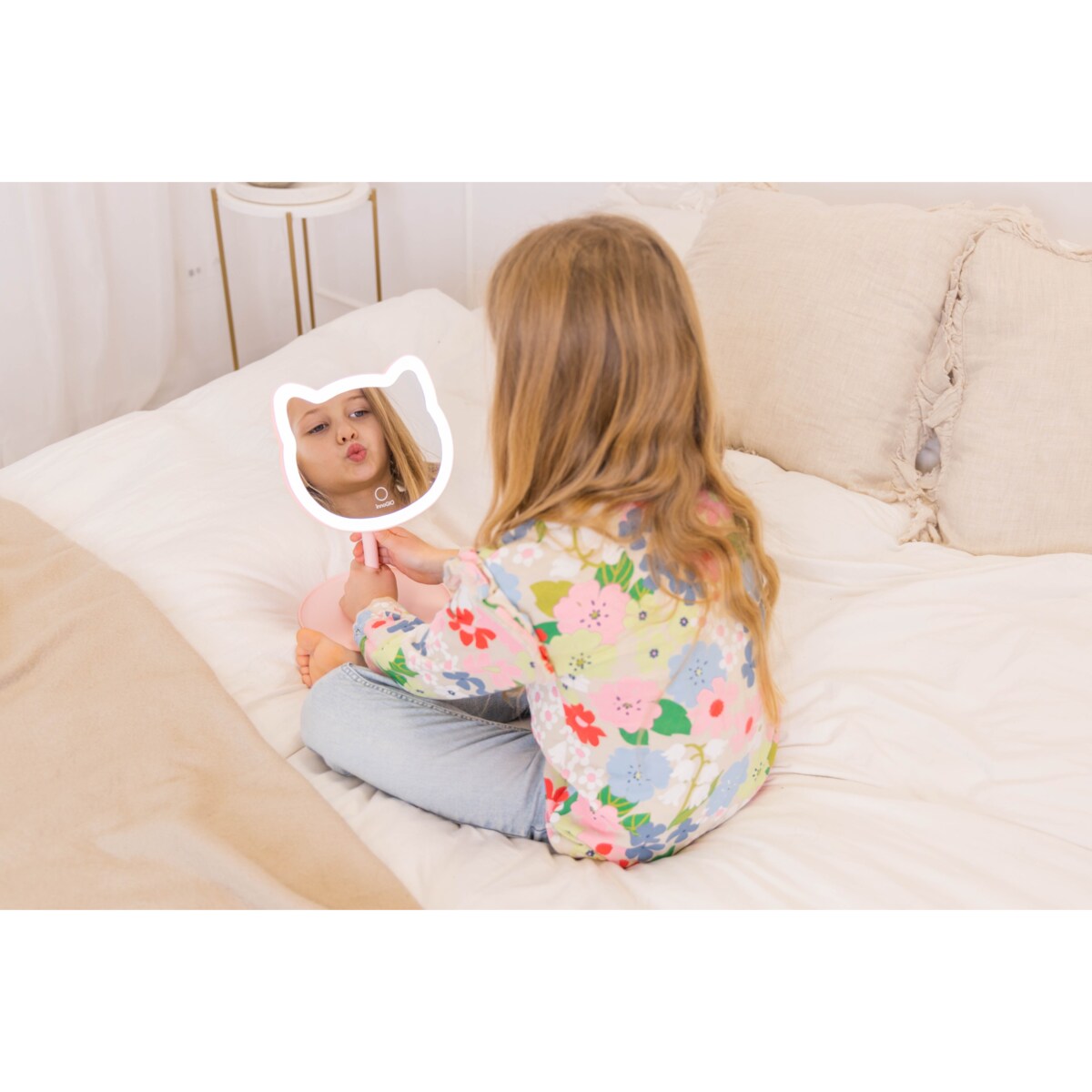 INNOGIO GIOPERFECT Pink Cat lusterko kosmetyczne z podświetleniem LED