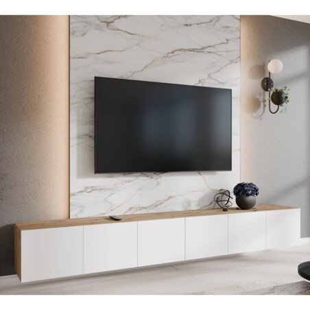 Szafka RTV LION 300 zamknięta pod telewizor, do salonu-artisan+biały