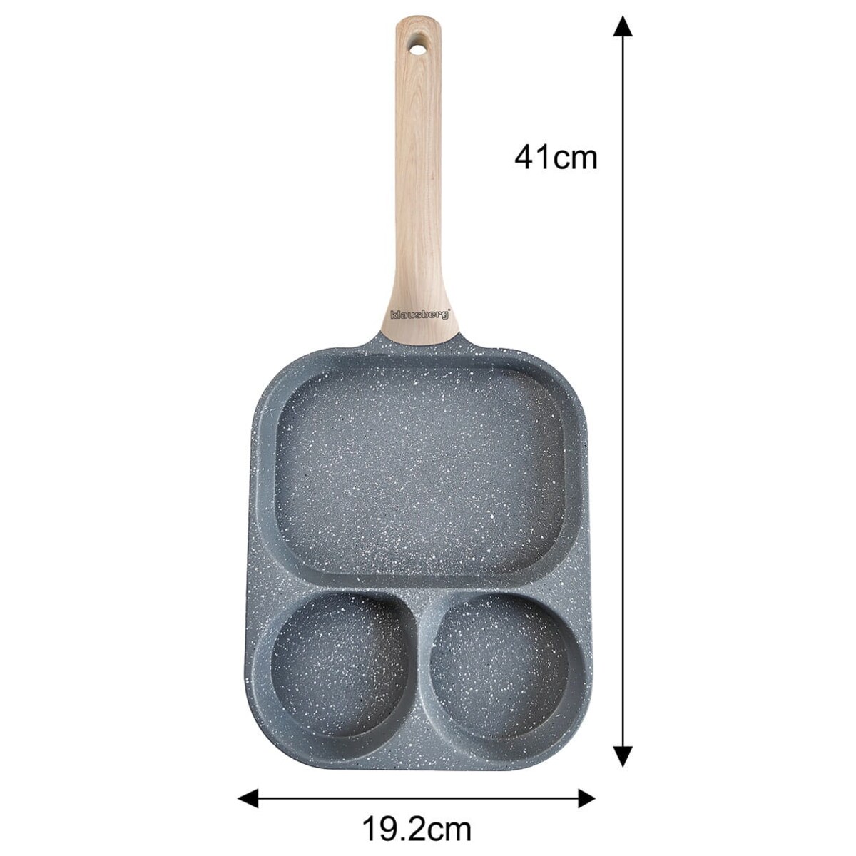 Patelnia marmurkowa 3 w 1 do jajek naleśników placków pancake 22x18cm SZARA KLAUSBERG