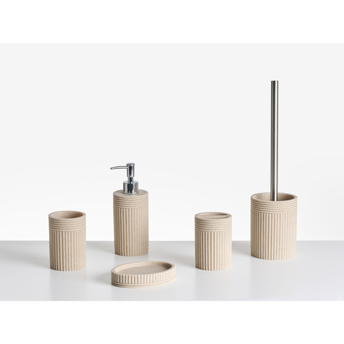 Zestaw akcesoriów łazienkowych 5 elementów CHANCAY Jasnobeżowy