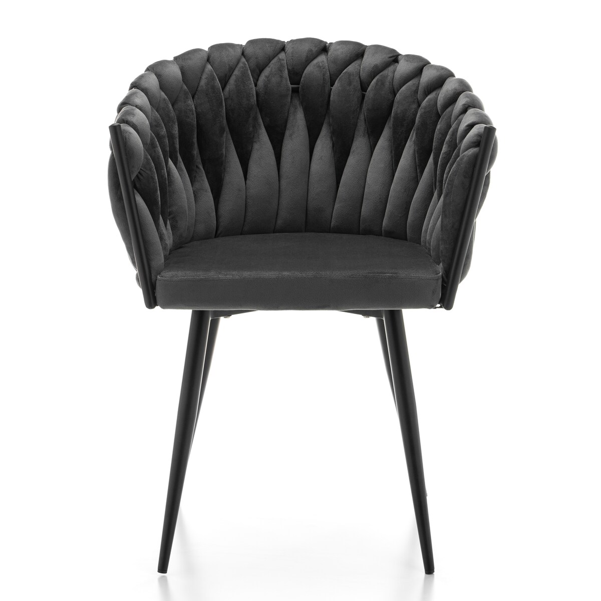 Krzesło tapicerowane plecione glamour salon welurowe LATINA szara